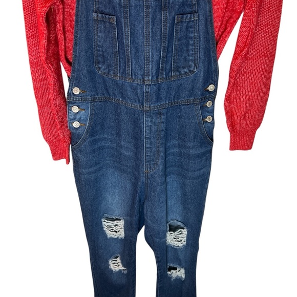 Women's Blue Denim Jeans/Overalls Sz M - Picture 3 of 5